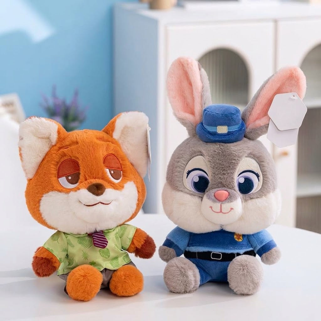 Disney Zootopia Judy Hopps & Nick Wilde Plush Toys – Soft Stuffed Animal Bunny Doll for Kids