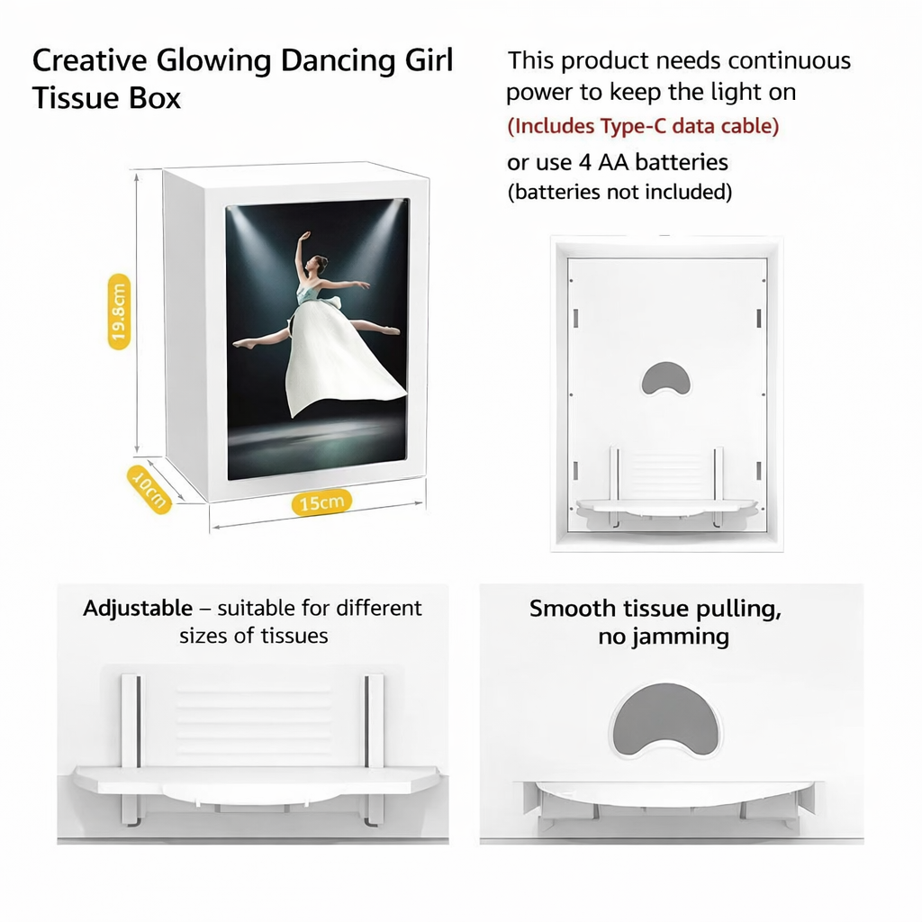 3D Ballerina Tissue Box – Dancing Girl with Dress That Changes Every Tissue Pull | Unique Home Decor Gift