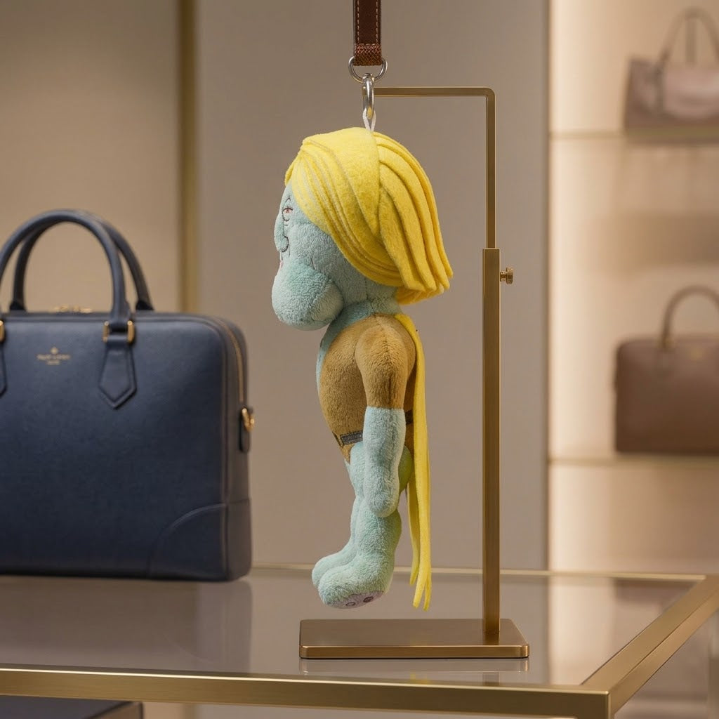 Squidward plush keychain side view