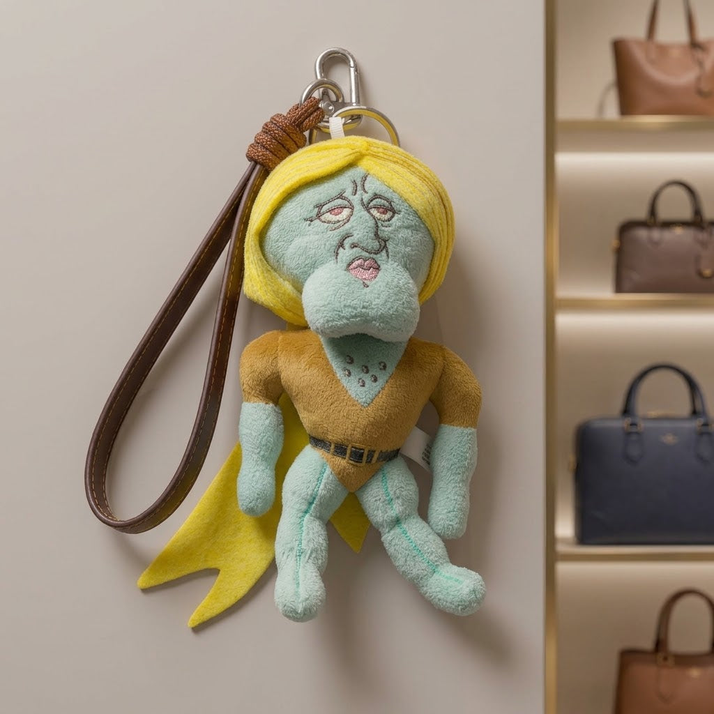 Handsome Squidward meme plush front view