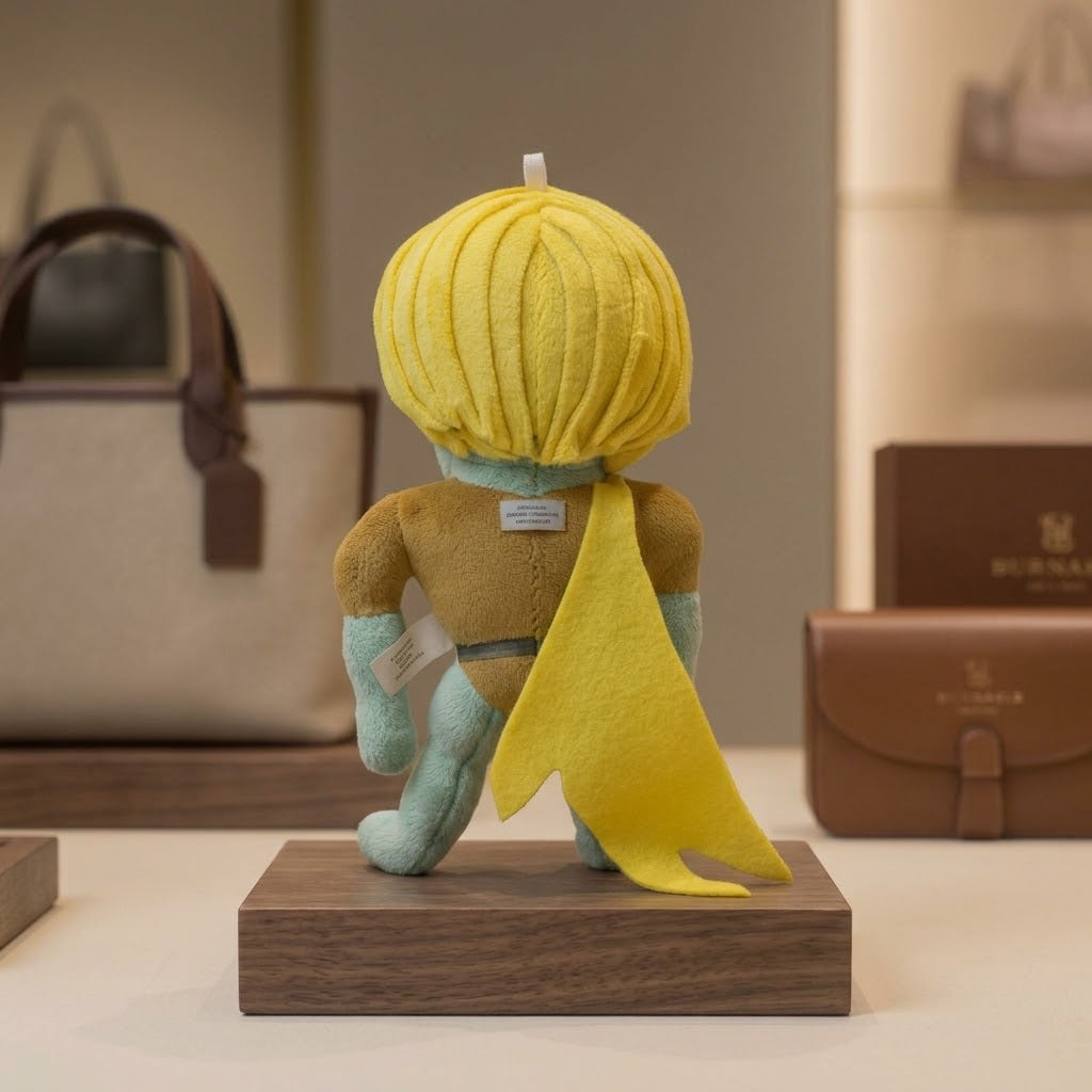 Squidward plush back view with yellow cape