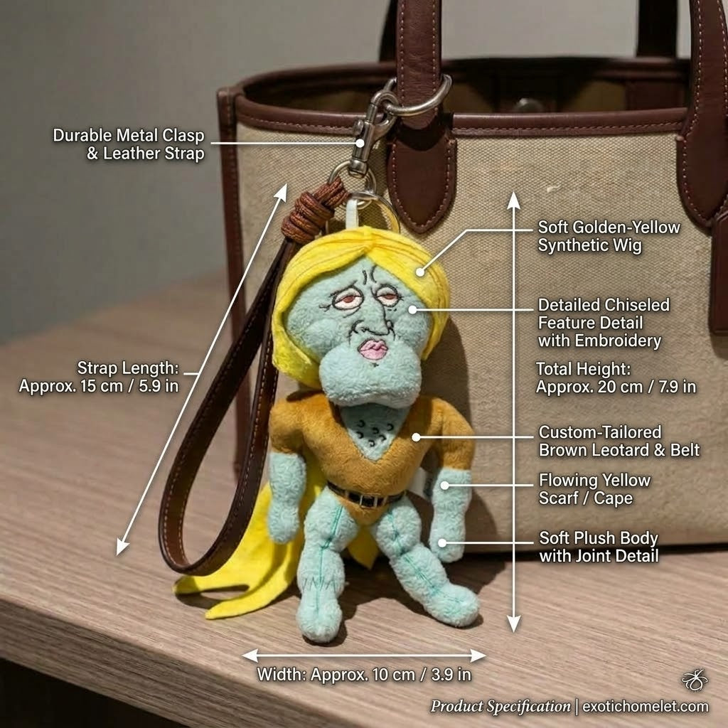 Handsome Squidward Plush Keychain Bag Charm